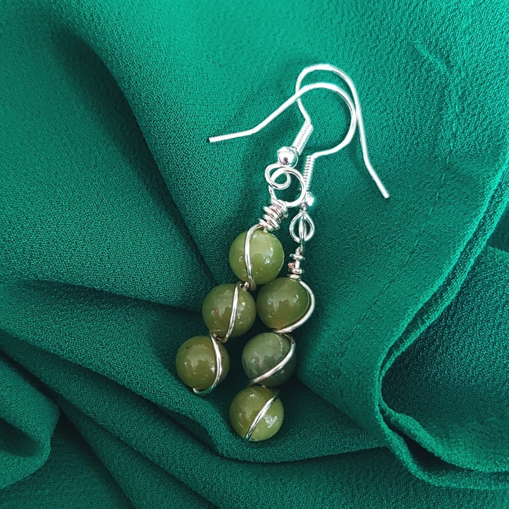 Jade and sterling earrings